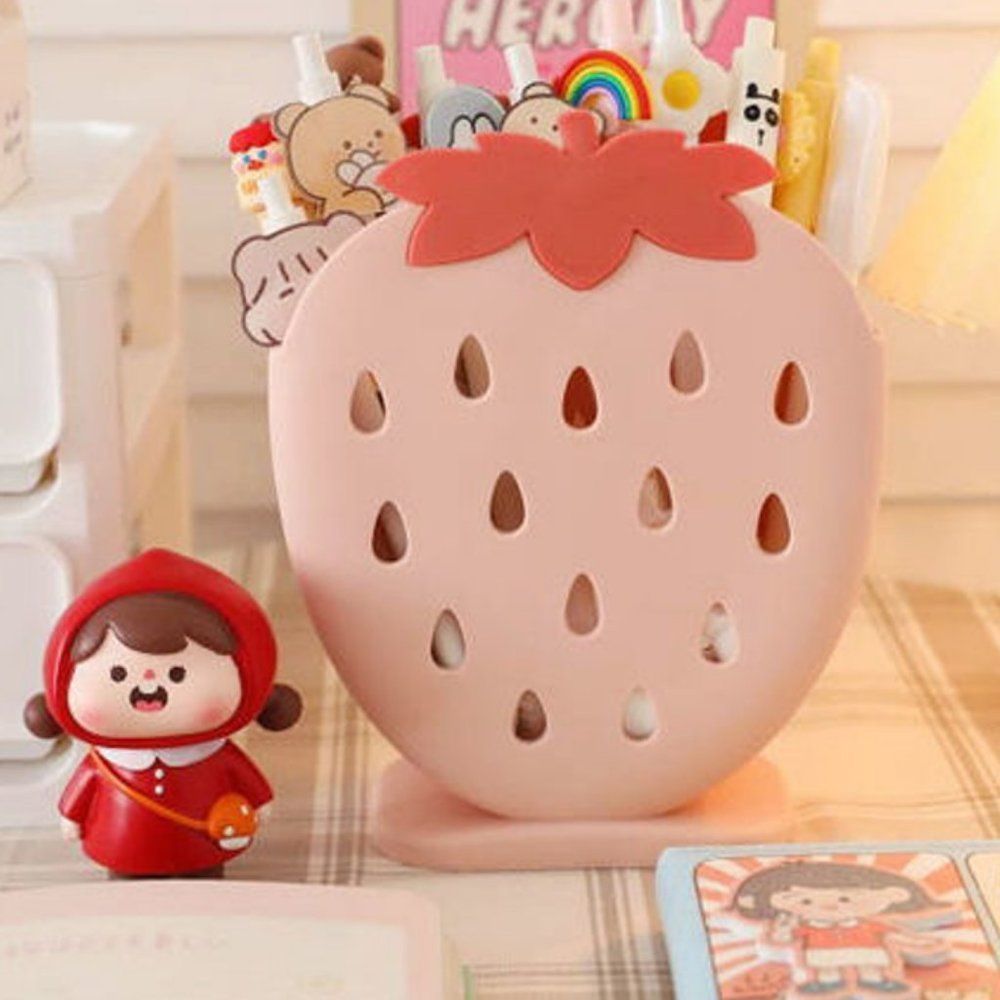 Strawberry Household Organizer | Desktop Pen Holder Makeup Organizer